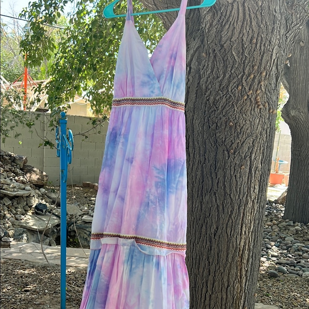 Tie-Dye Maxi Dress with Spaghetti Straps